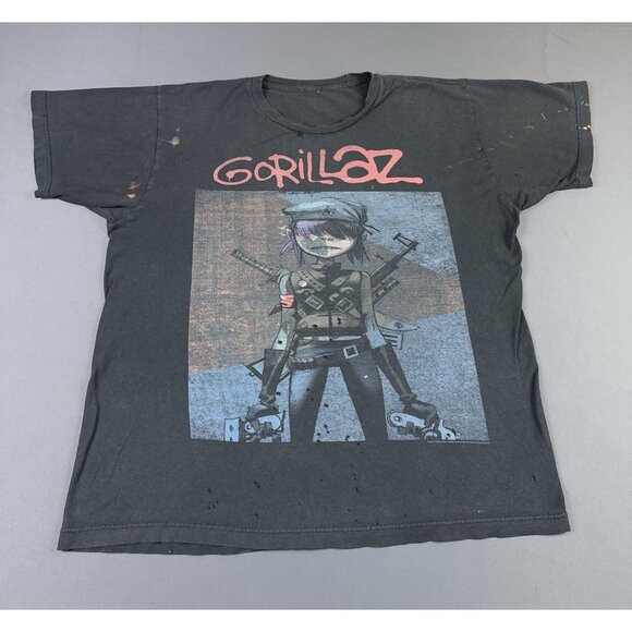 Rare Vintage Y2K Gorillaz Band Tee Thrashed Faded Album Tour Concert Punk Skate - Picture 1 of 16